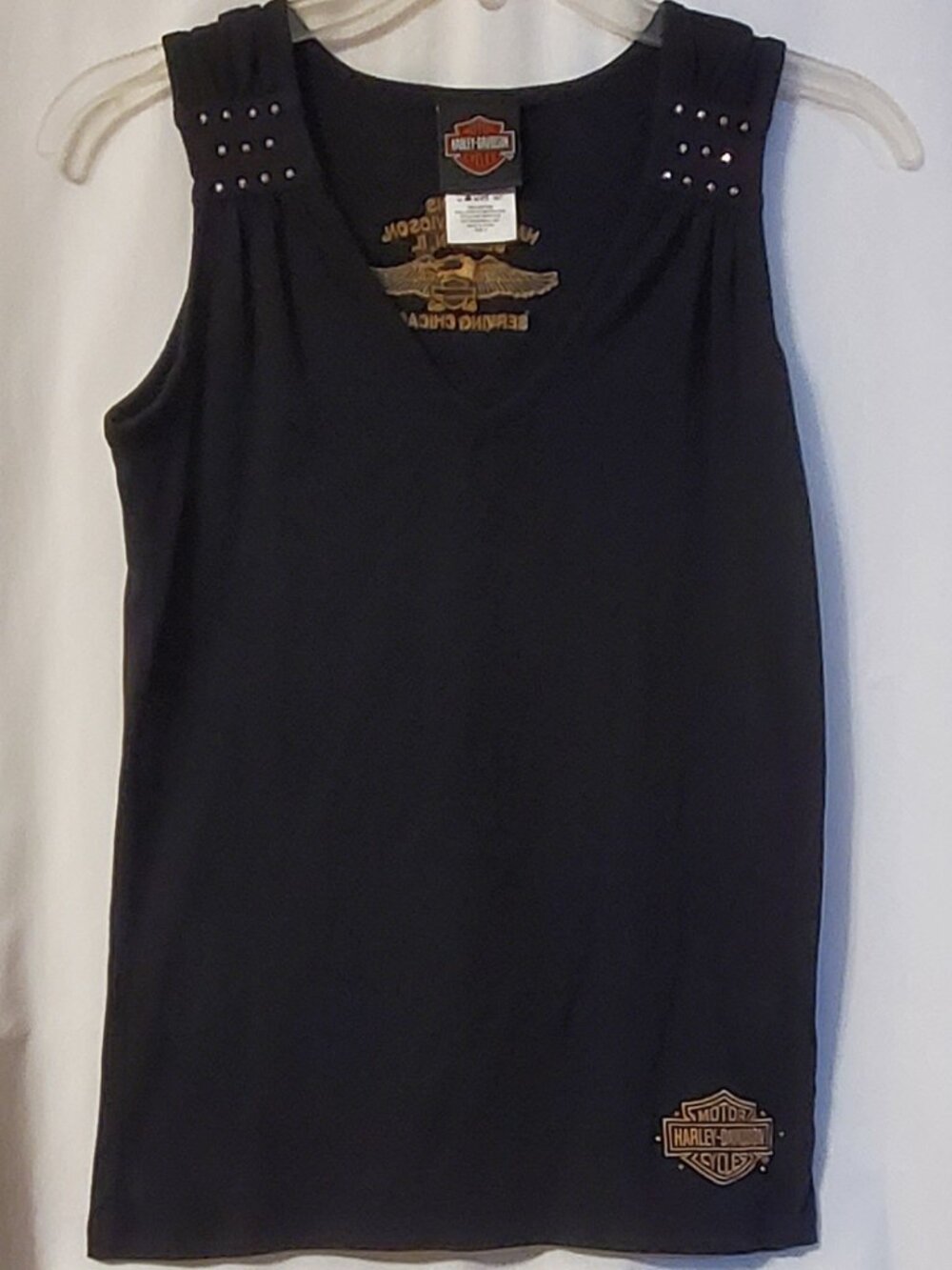 Women's Harley Davidson Embroidered V-Neck Bling Tank Top Size: S